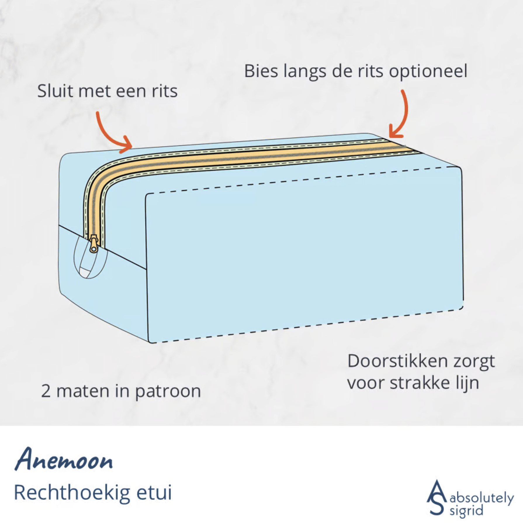 Absolutely Sigrid - Anemoon rechthoekig etui (papieren patroon)