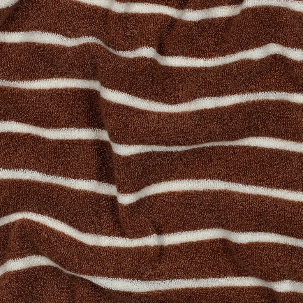 Badstof yarn dyed strepen bruin/ecru