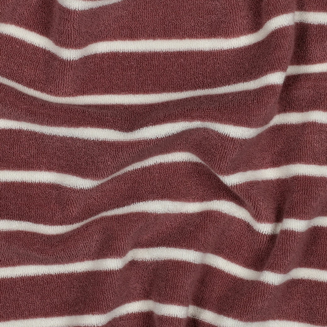Badstof yarn dyed strepen mauve/ecru
