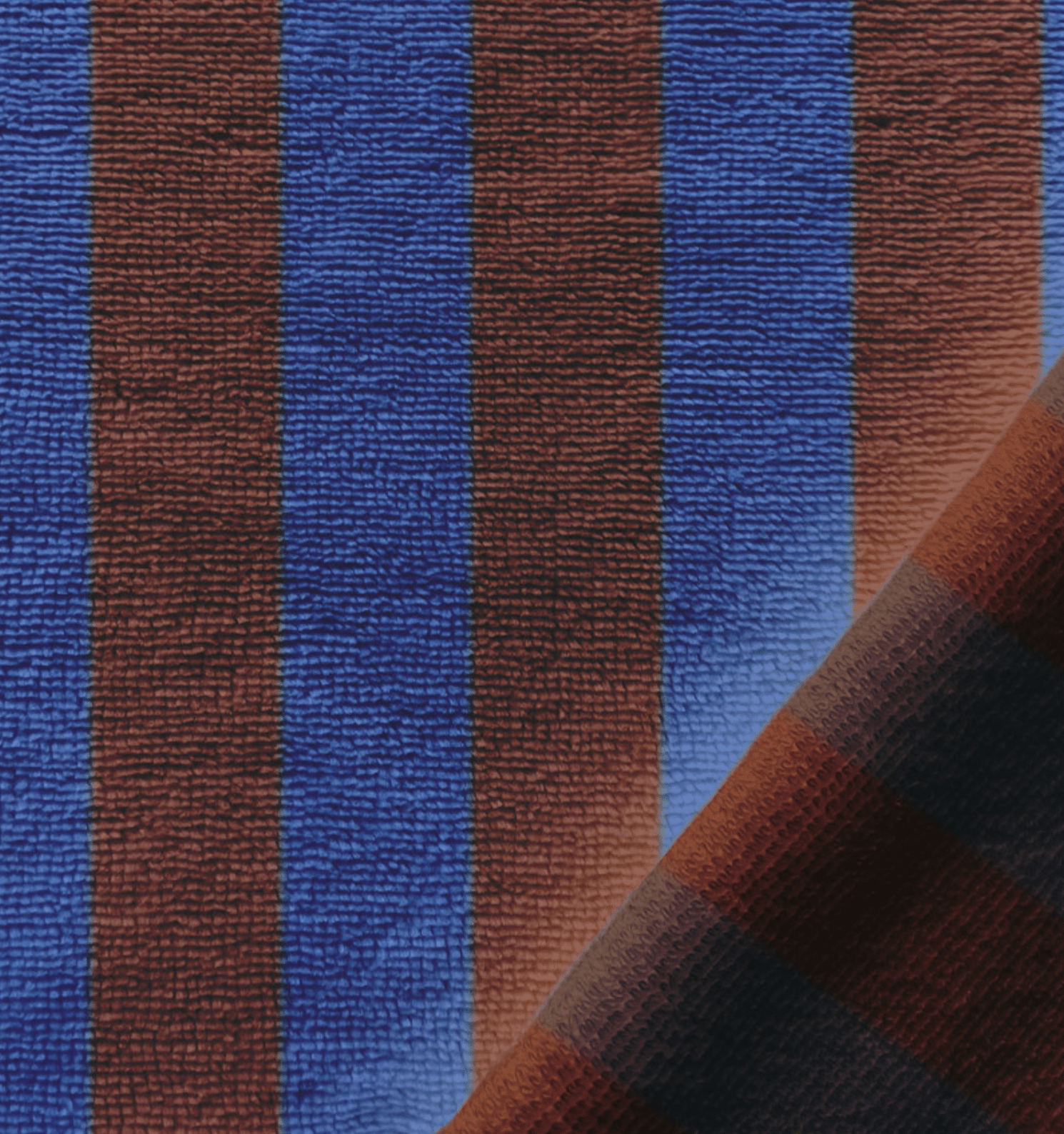 Bamboo badstof strepen azure/toffee