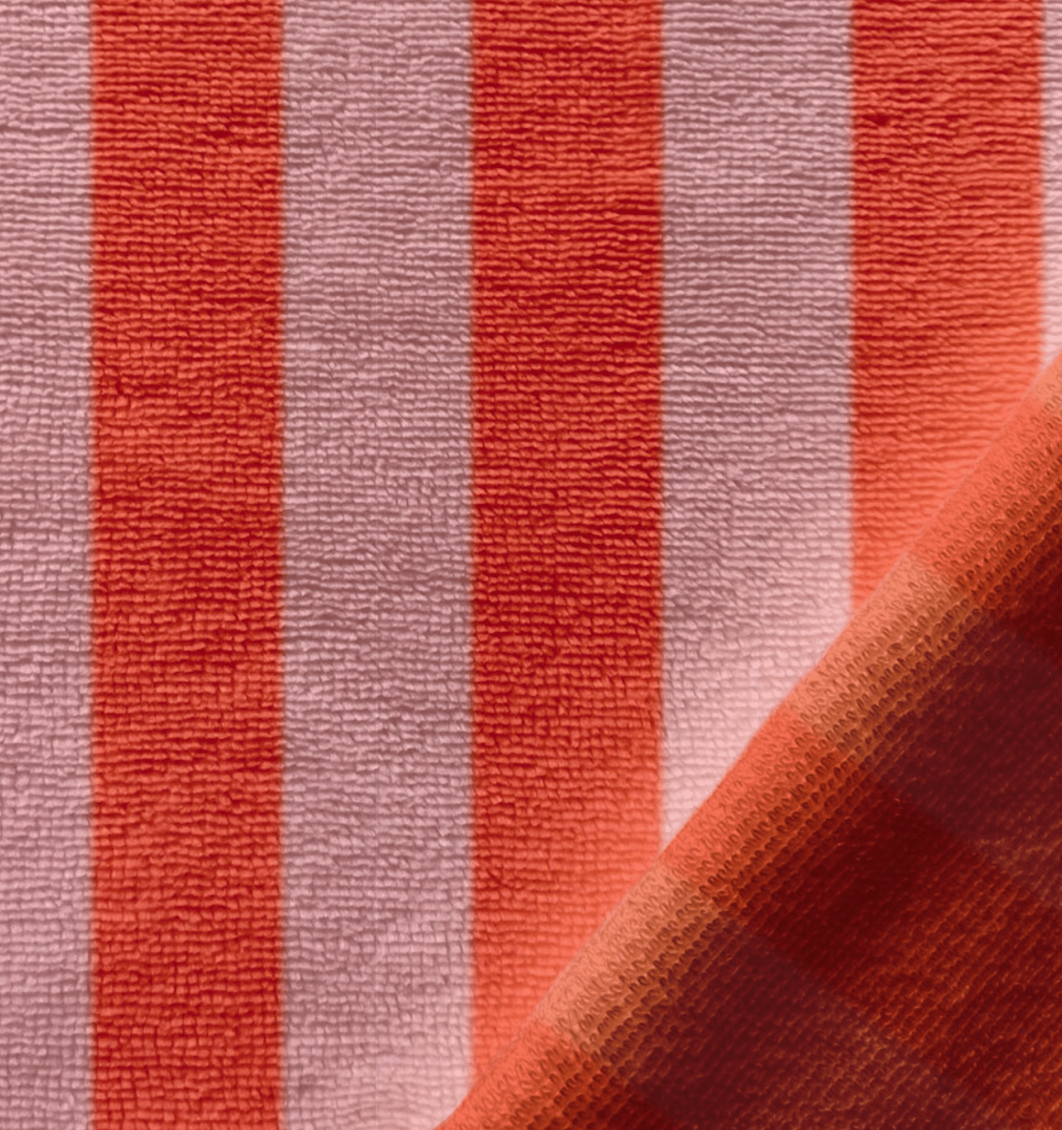 Bamboo badstof strepen roze/tangerine