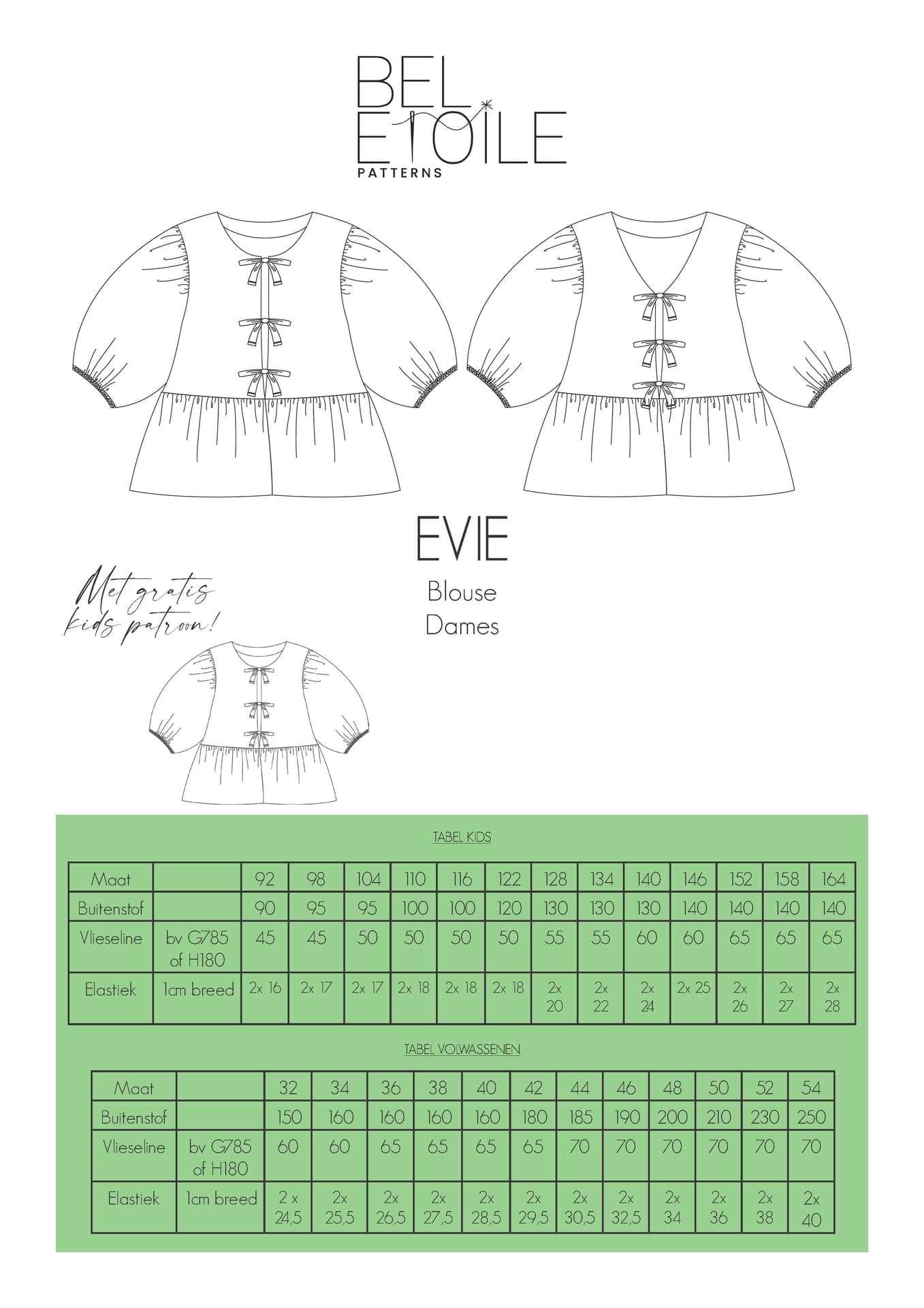 Bel’Etoile - Evie blouse (dames en kids) papieren patroon