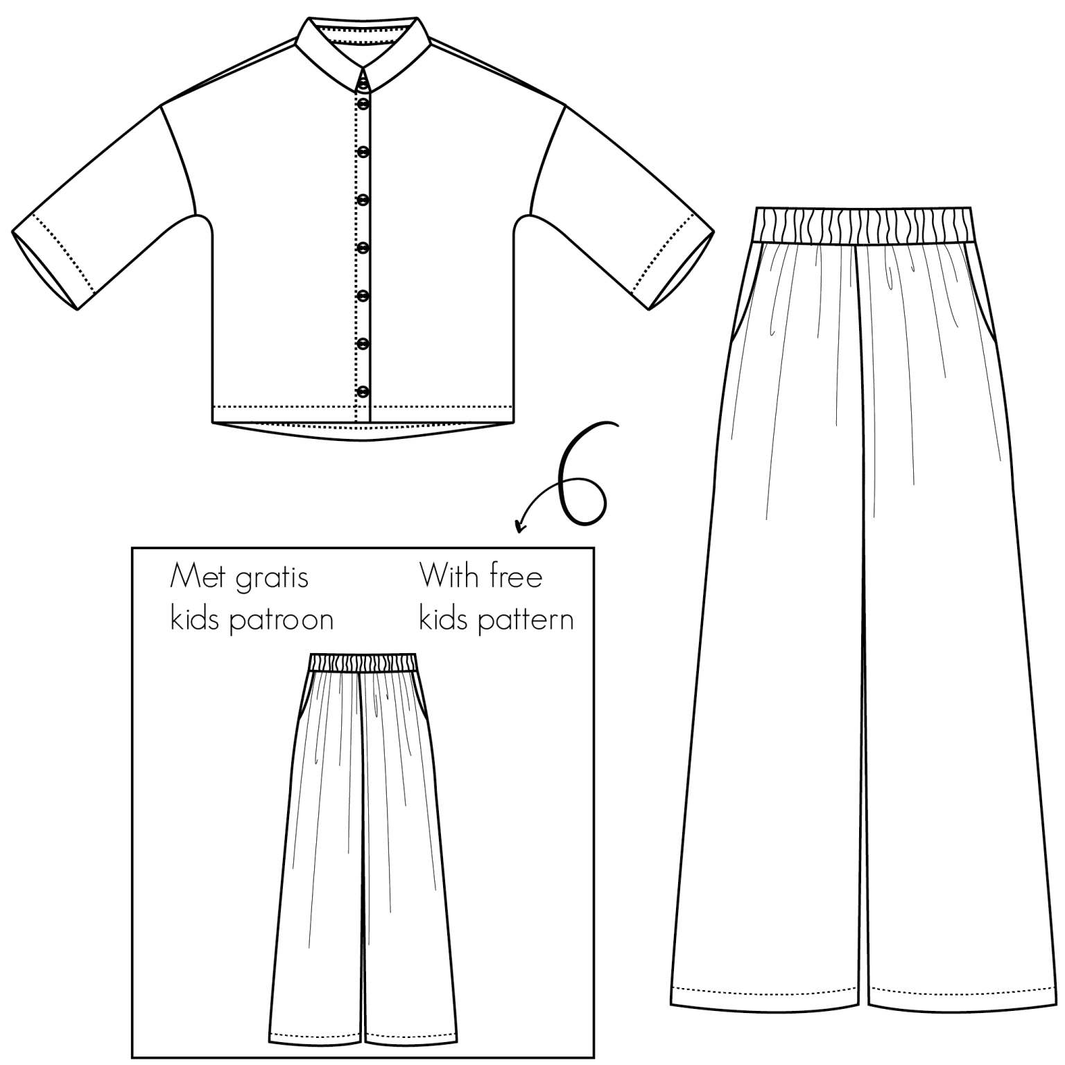 Bel'Etoile - Kiki blouse &amp; broek set dames (papieren patroon)
