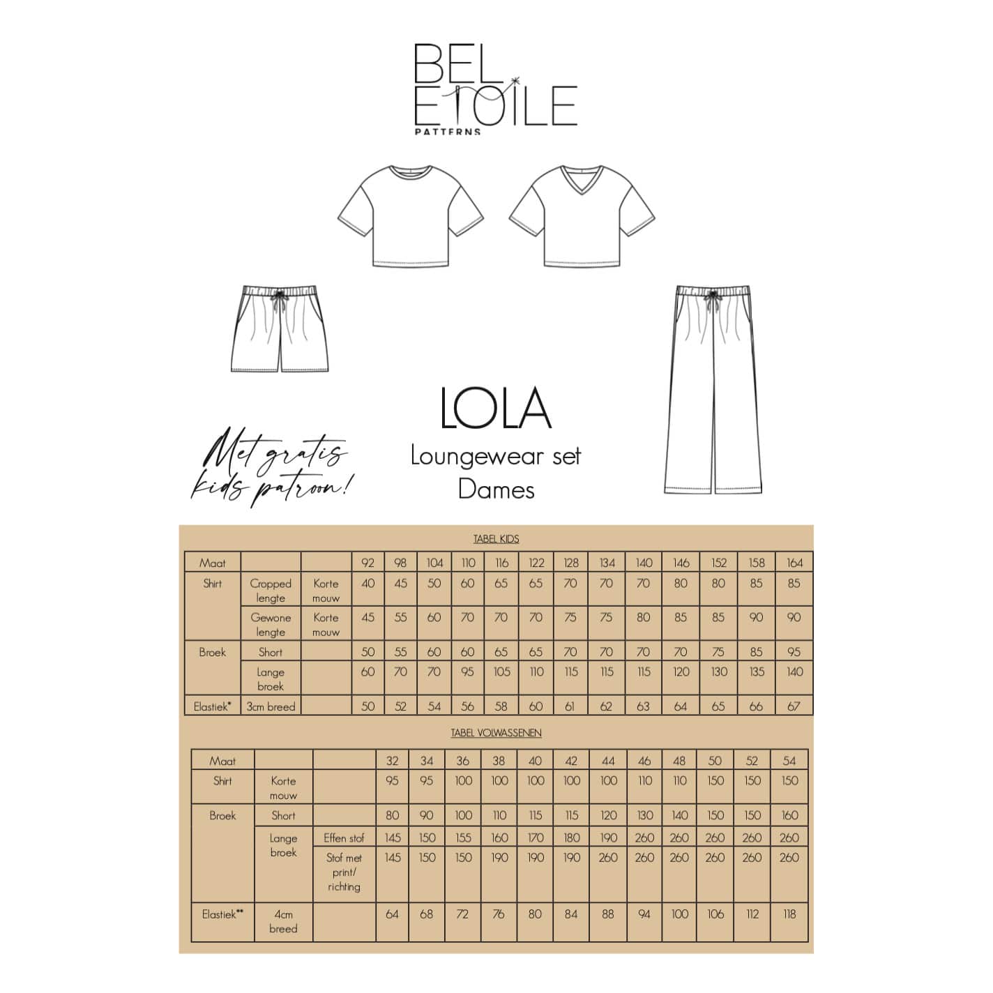 Bel'Etoile - Lola loungewear set dames/kids (papieren patroon)