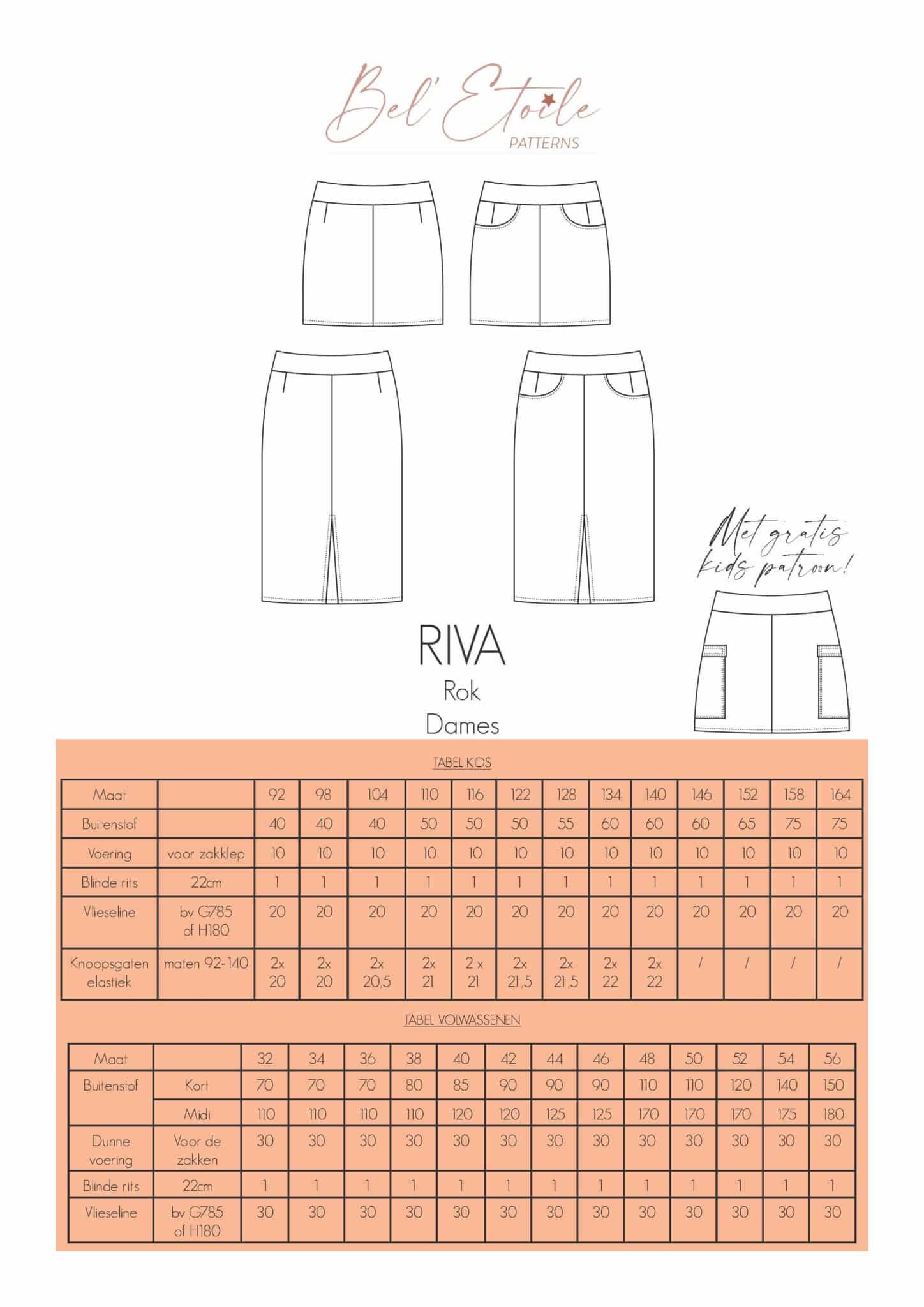 Bel'Etoile - Riva rok dames en kids (papieren patroon)