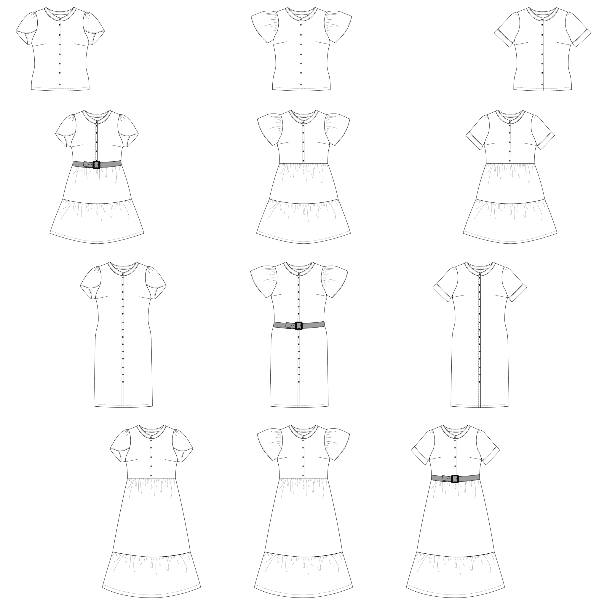 Bel'Etoile - Zada blouse en jurk voor dames &amp; tieners – papieren naaipatroon