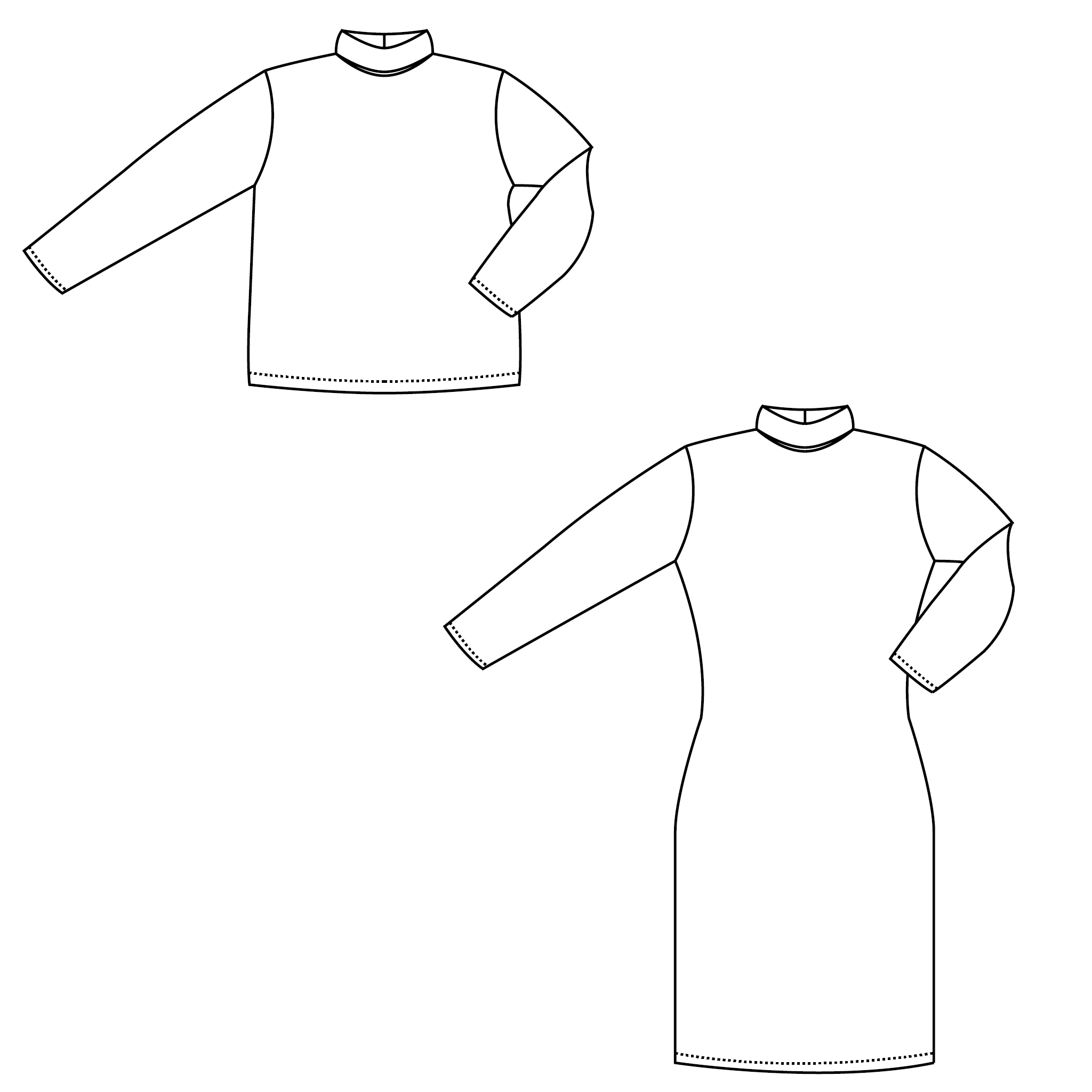 Bel'Etoile - Zen rolkraag trui + jurk dames, tieners en kids (papieren naaipatroon)