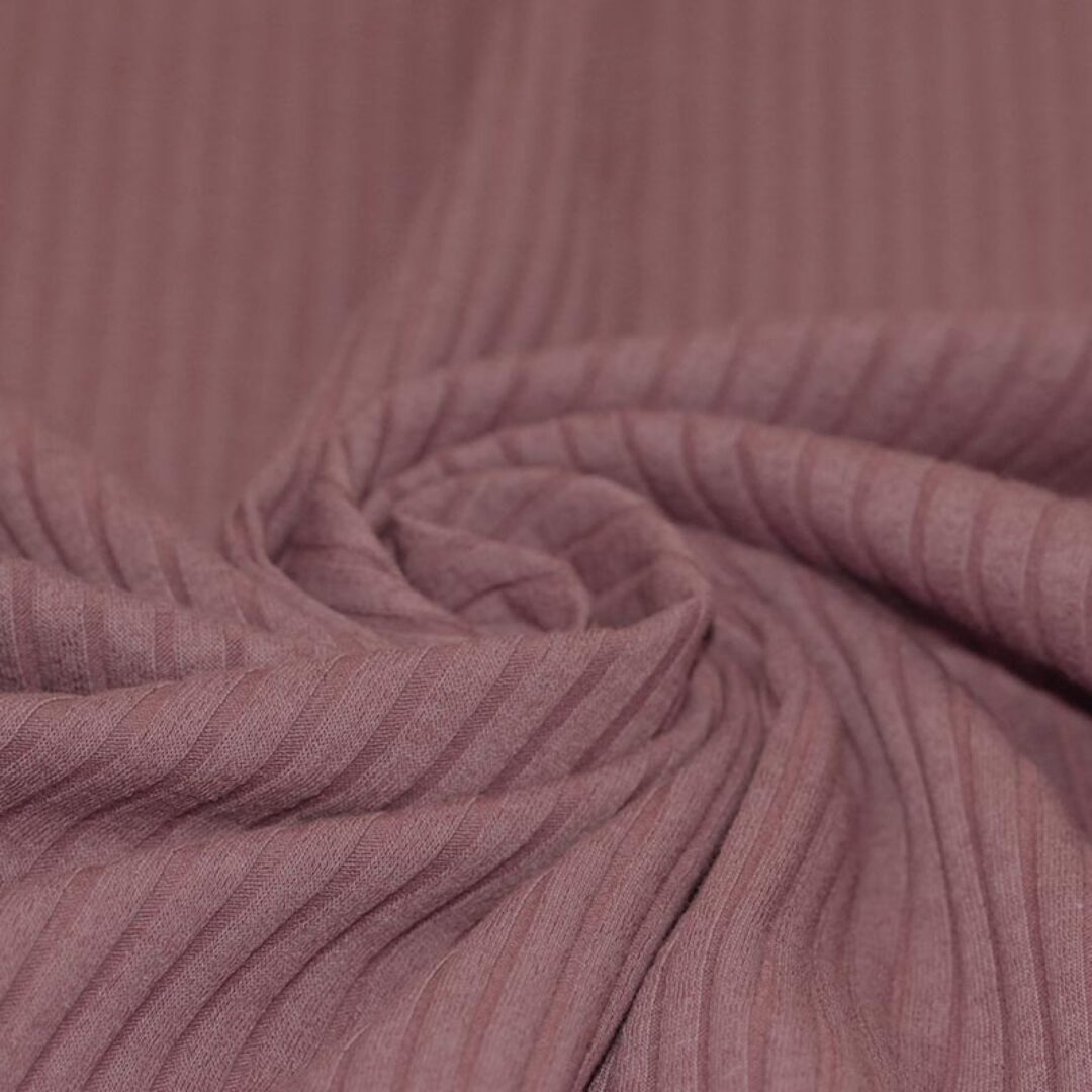 Brede rib jersey oud mauve