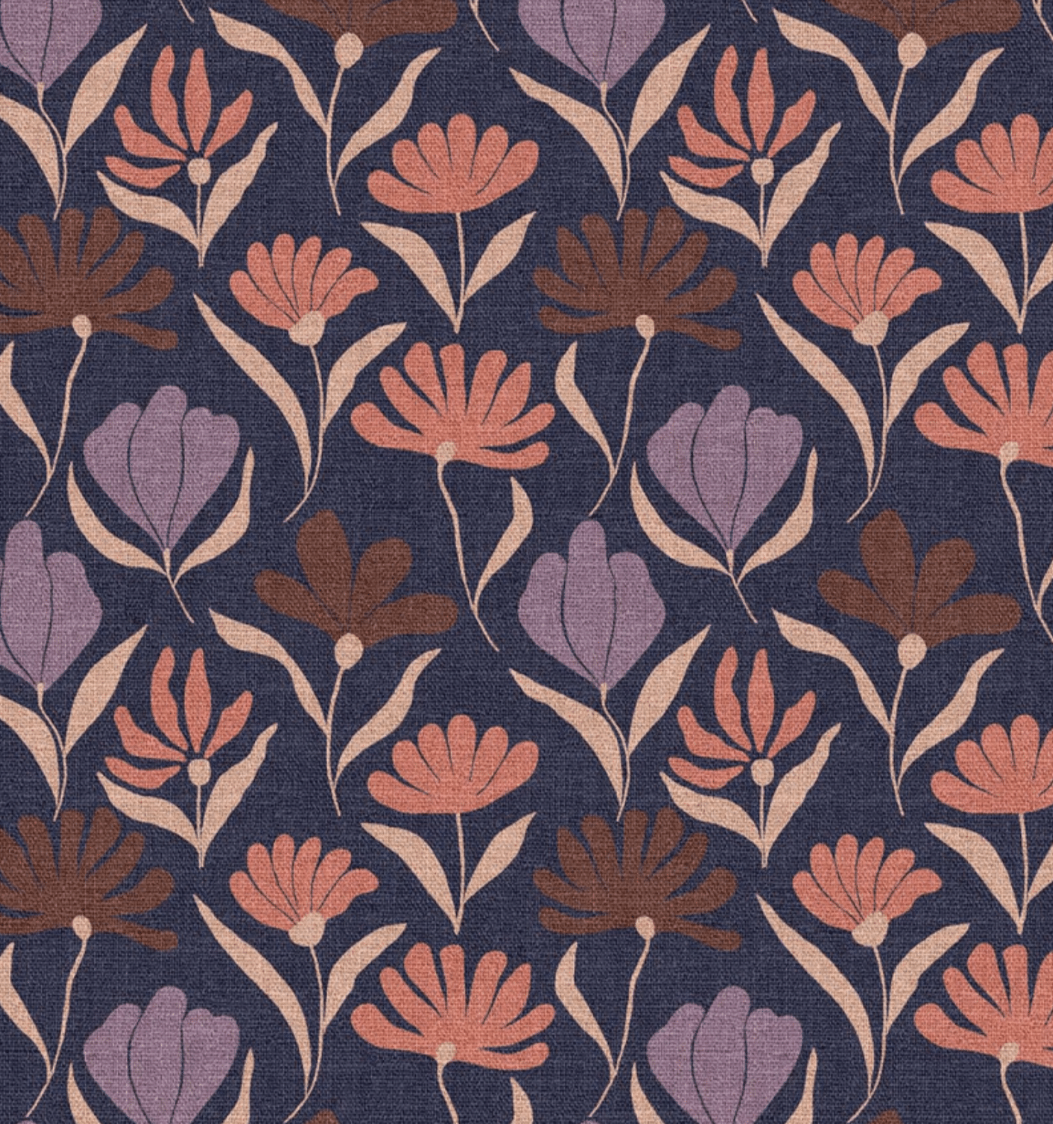 Canvas bloemen marjo donkerblauw/roze
