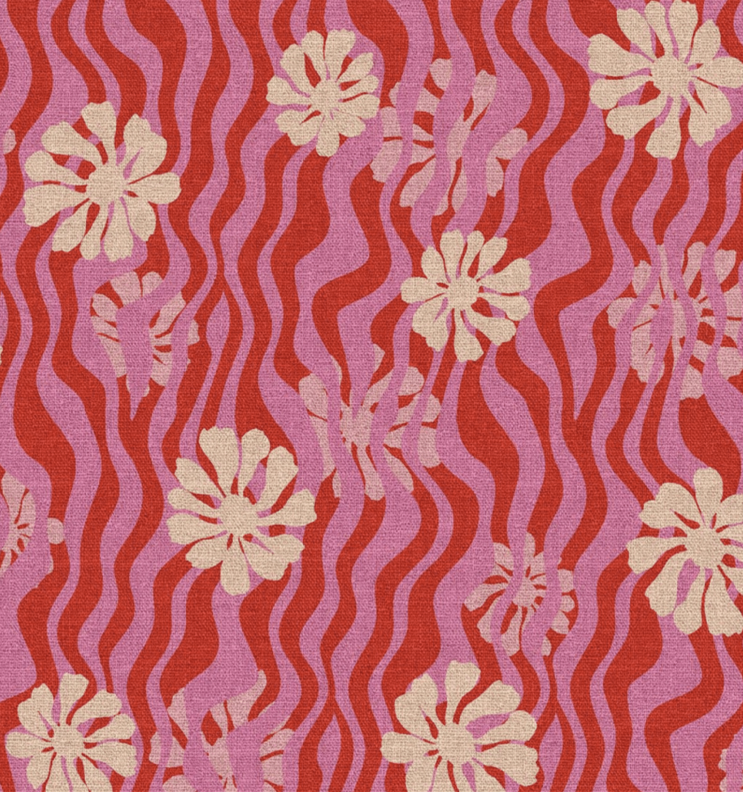 Canvas bloemen rozan rood/roze