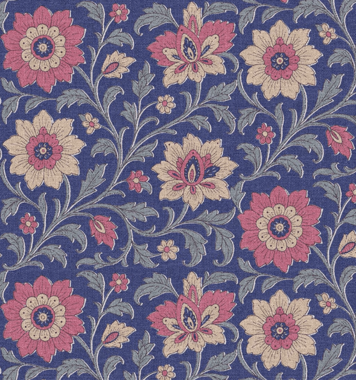 Canvas bloemen shiri blauw/roze