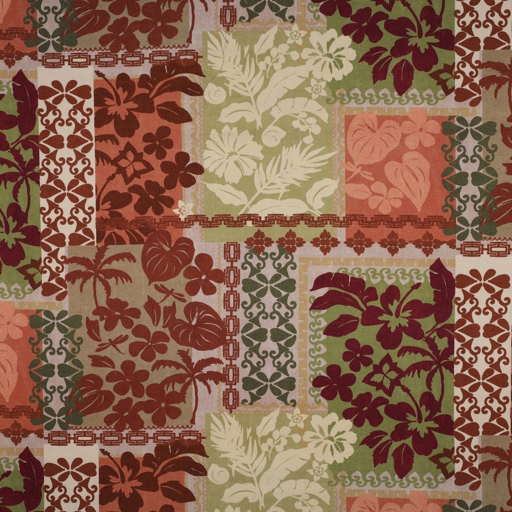 Canvas digitaal bloemen sage/bruin