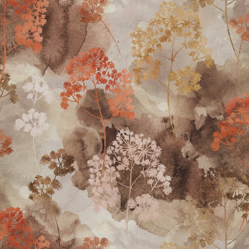 Canvas digitaal bloemen toffee