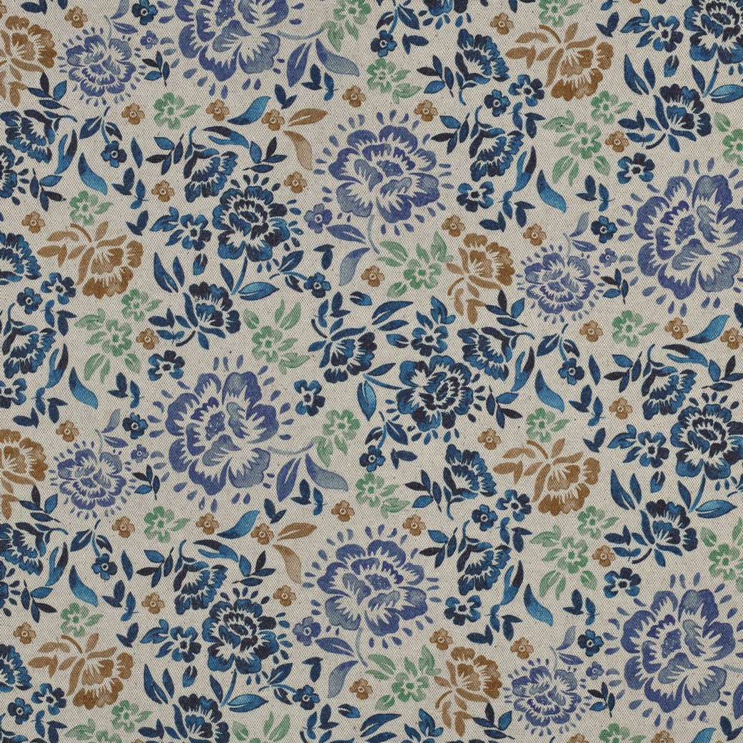 Canvas linnenlook digitaal bloemen blauw