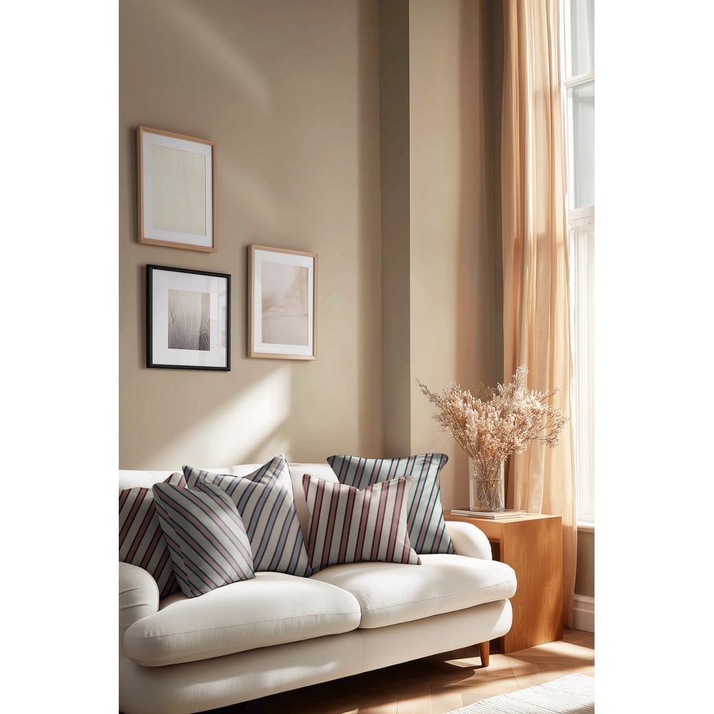 Canvas linnenlook strepen mauve