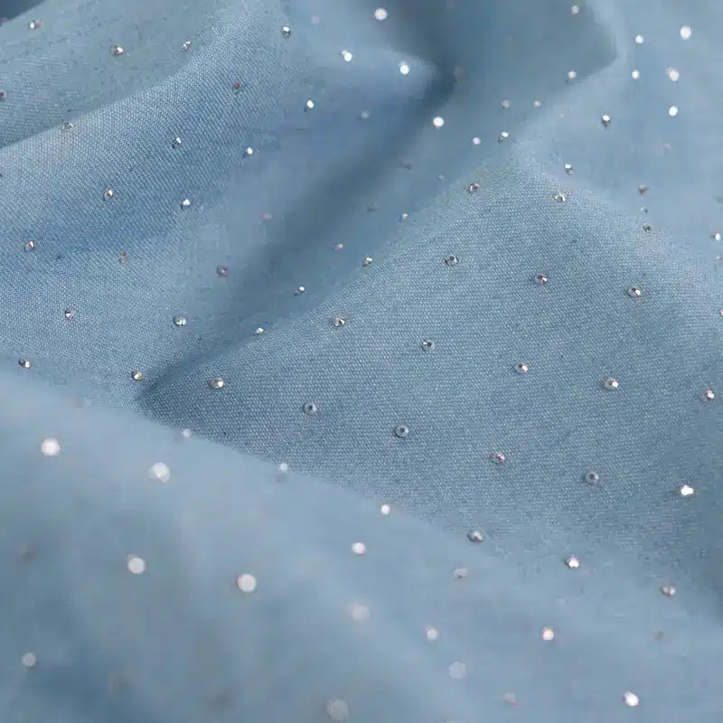 Chambray denim studs licht jeansblauw