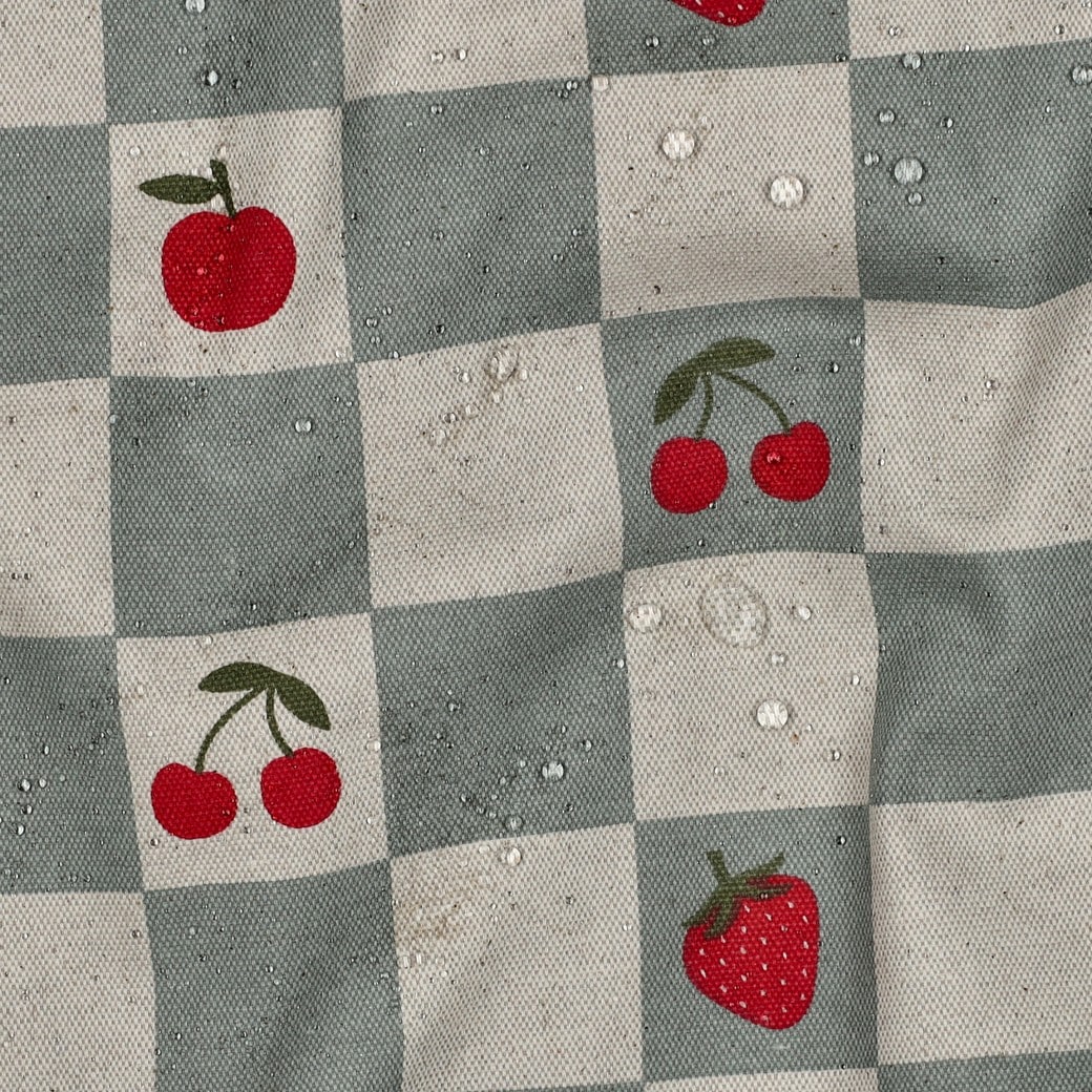Coated canvas linnenlook ruit/fruit oudgroen