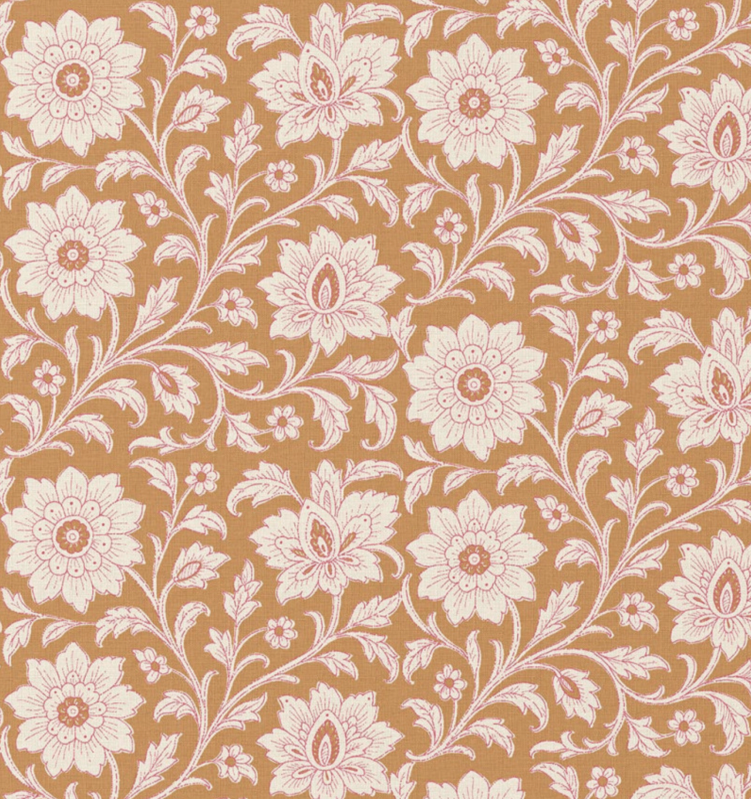 Coated katoen bloemen shira camel/roze