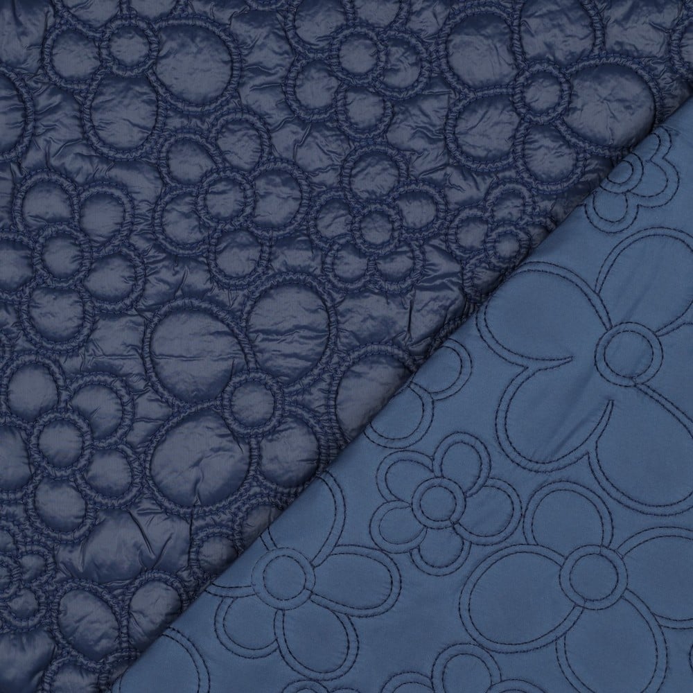 Coupon 115cm stepped bloemen navy