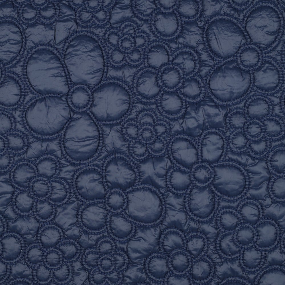 Coupon 115cm stepped bloemen navy