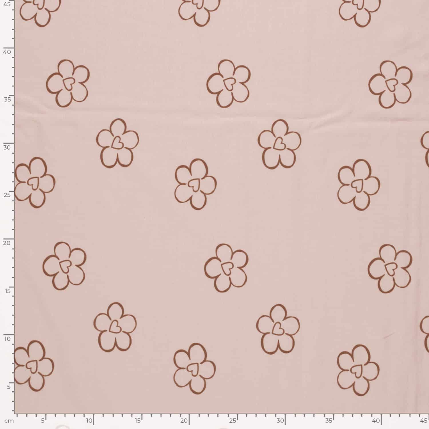 Coupon 125cm jersey bloemen/harten roze