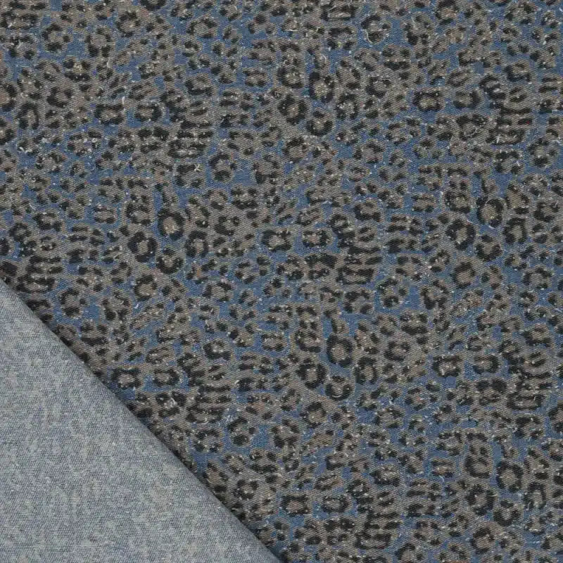 Coupon 130cm denim punched panter jeansblauw