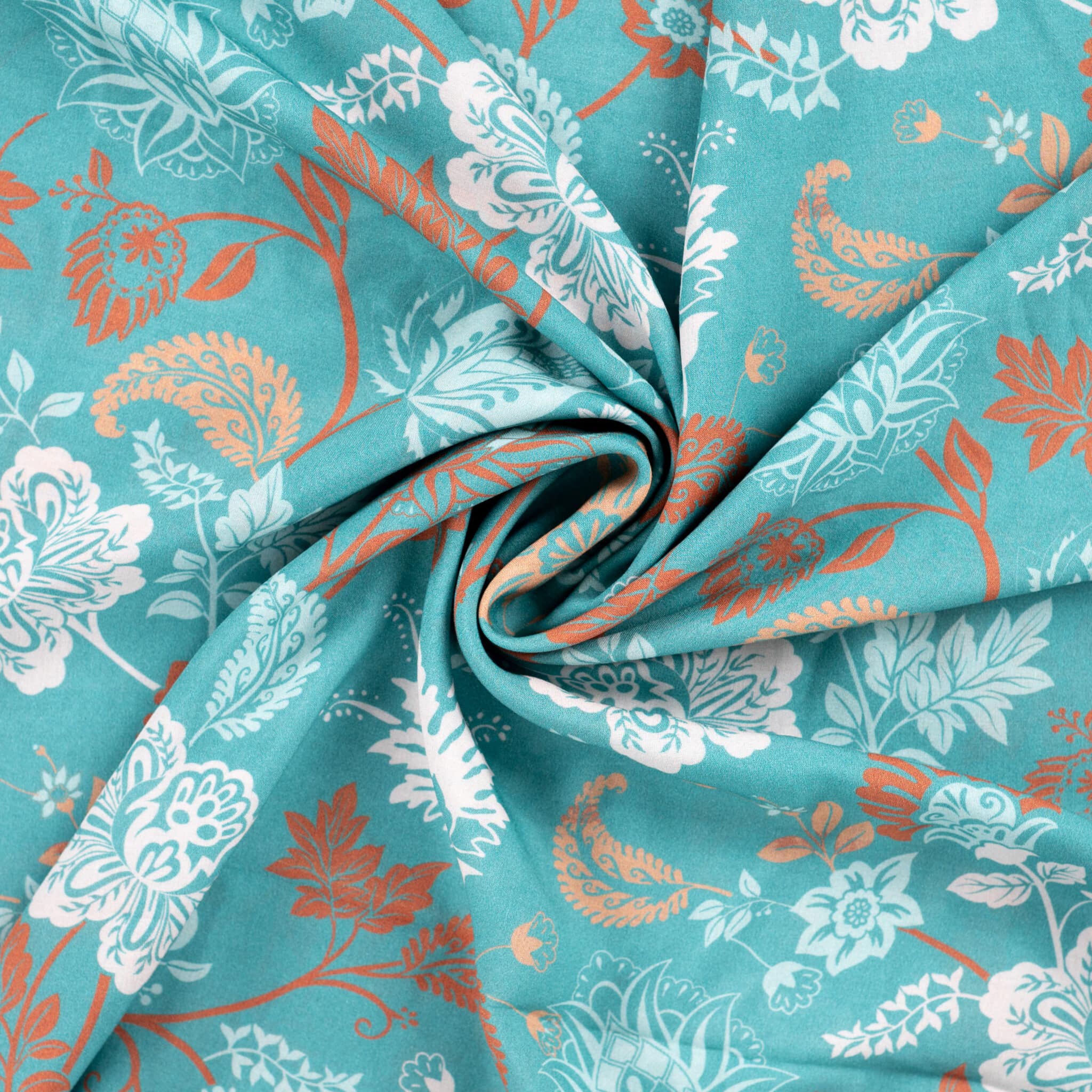 Coupon 150cm viscose voile paisley bloemen tiffany