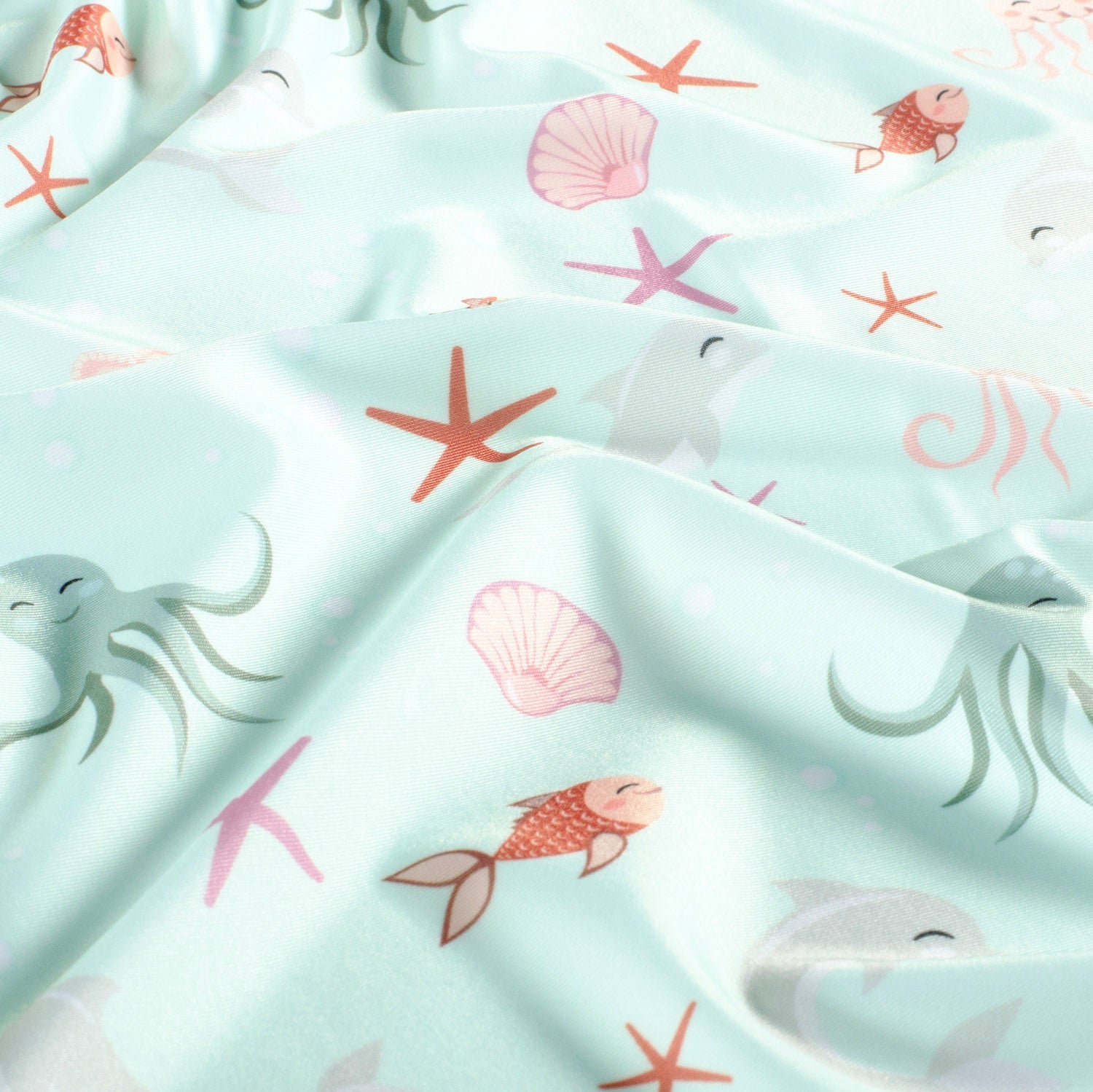 Coupon 40cm swimwear lycra recycled jersey UPF50  onderzeewereld mint