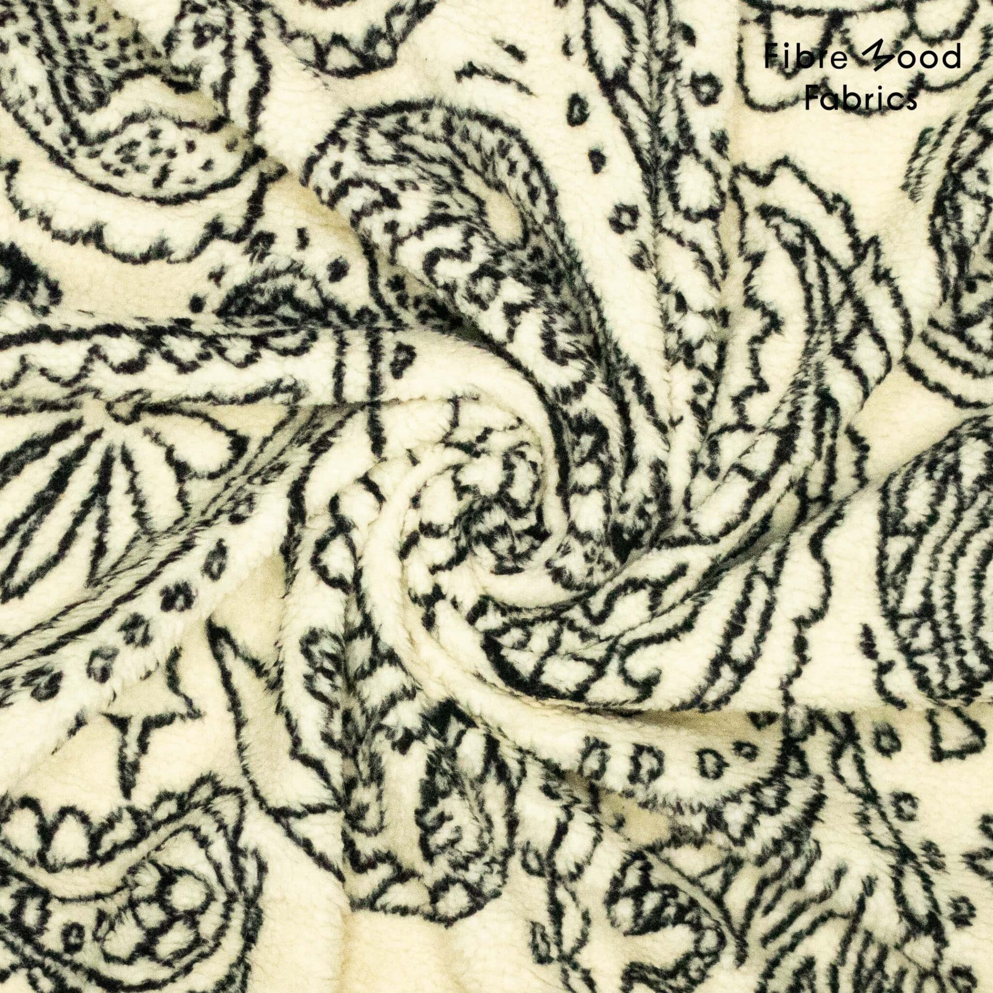 Coupon 45cm Fibre Mood teddy jacquard paisley offwhite