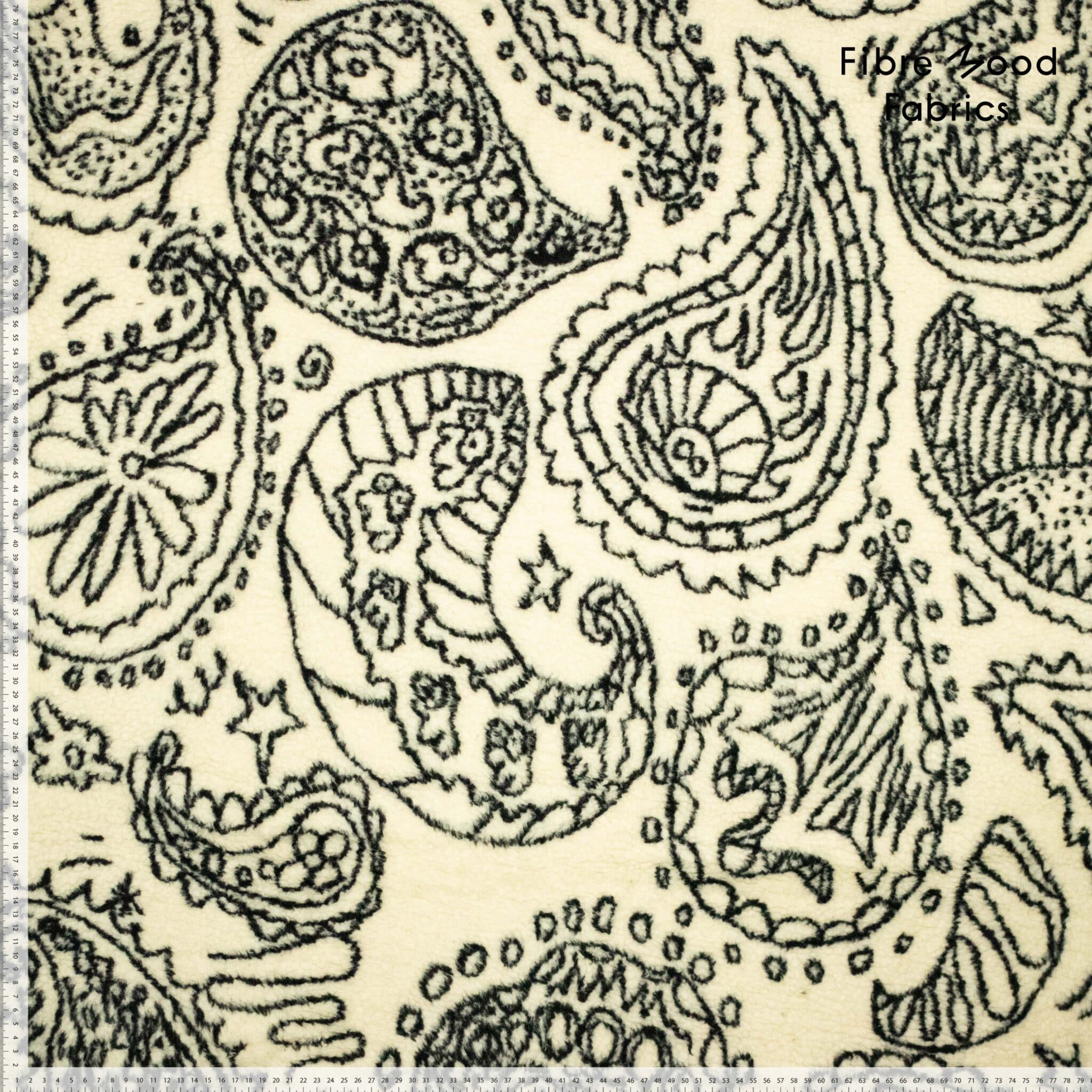Coupon 45cm Fibre Mood teddy jacquard paisley offwhite