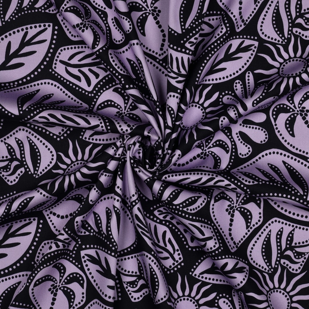 Coupon 55cm rosella viscose stretch abstract marineblauw