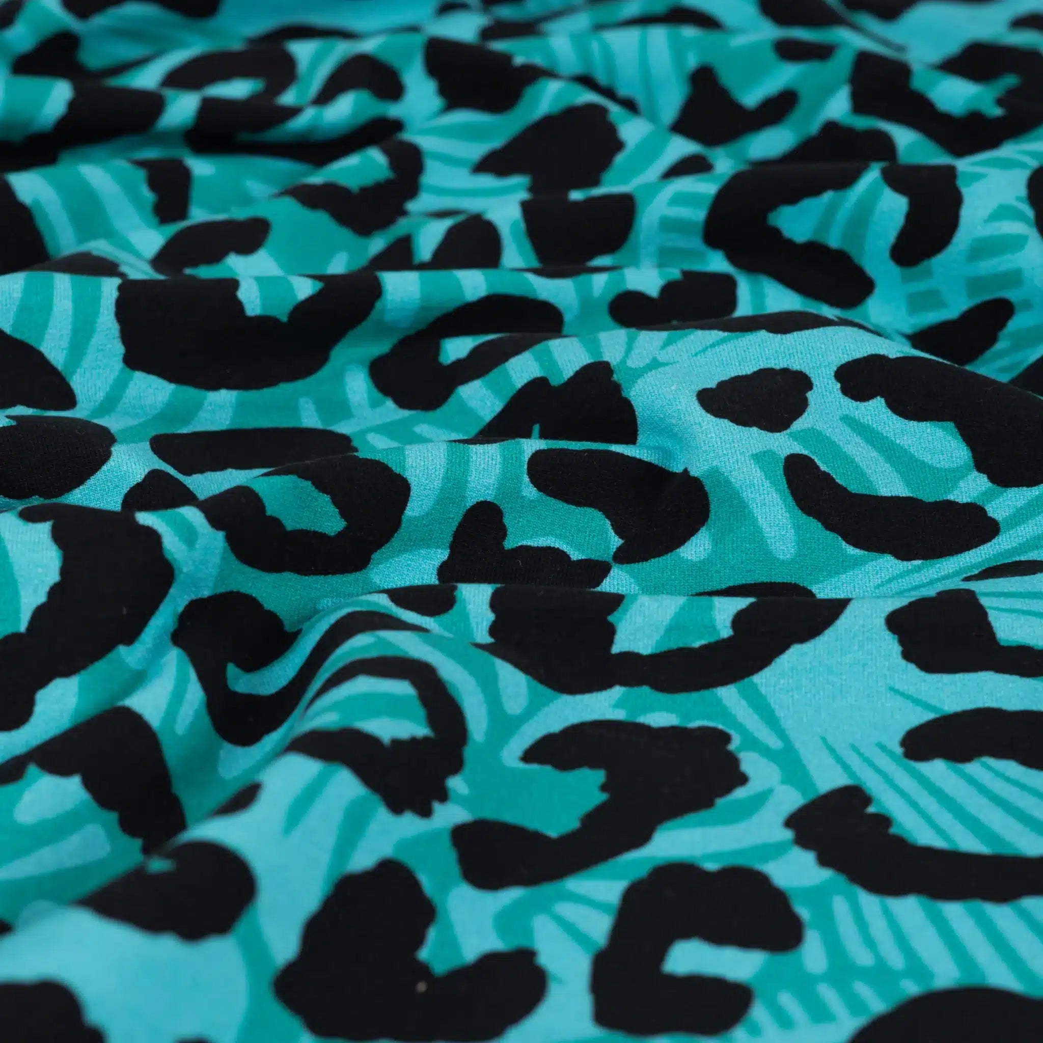 Coupon 60cm french terry digitaal luipaardprint tiffany