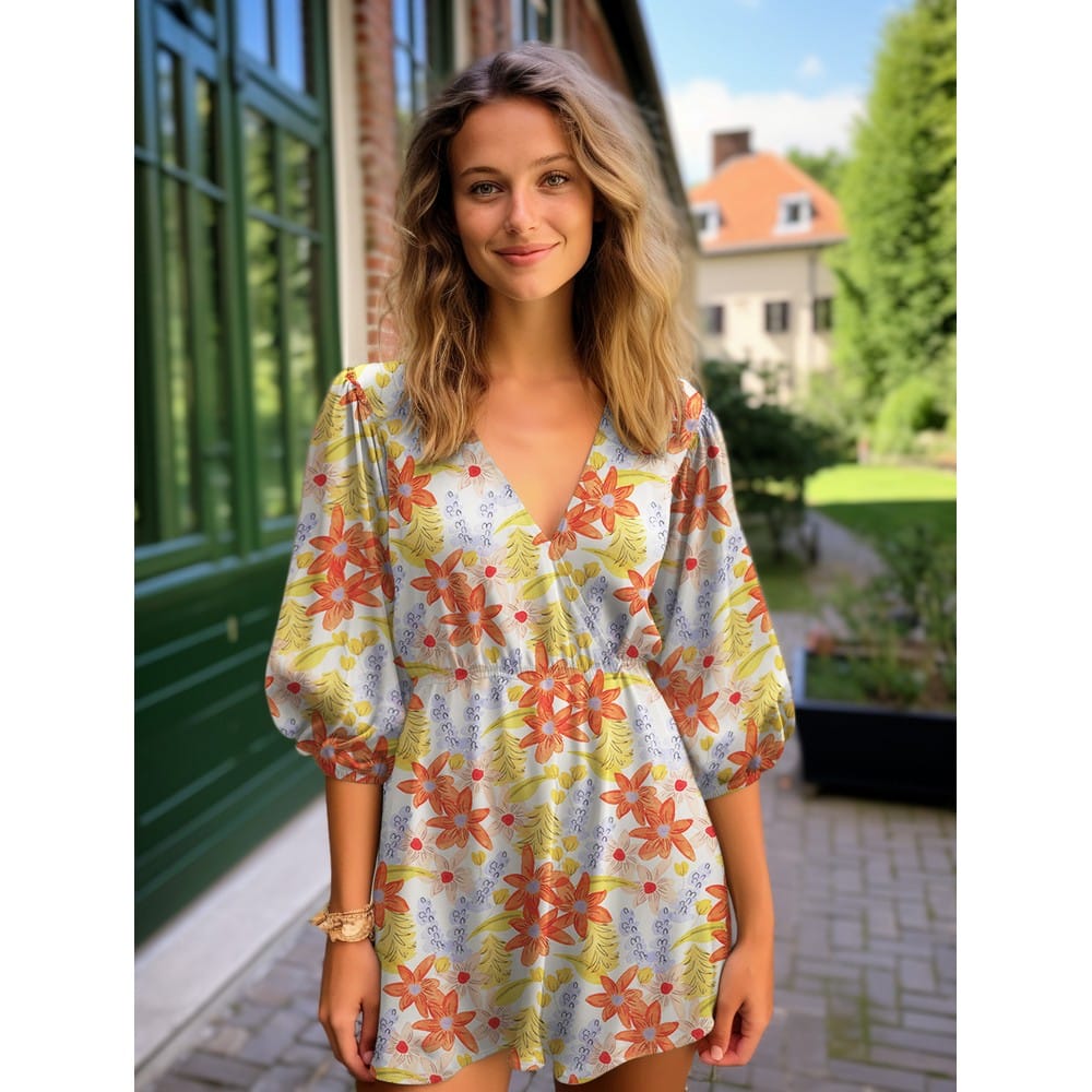 Coupon 60cm Viscose radiance digitaal bloemen multicolor