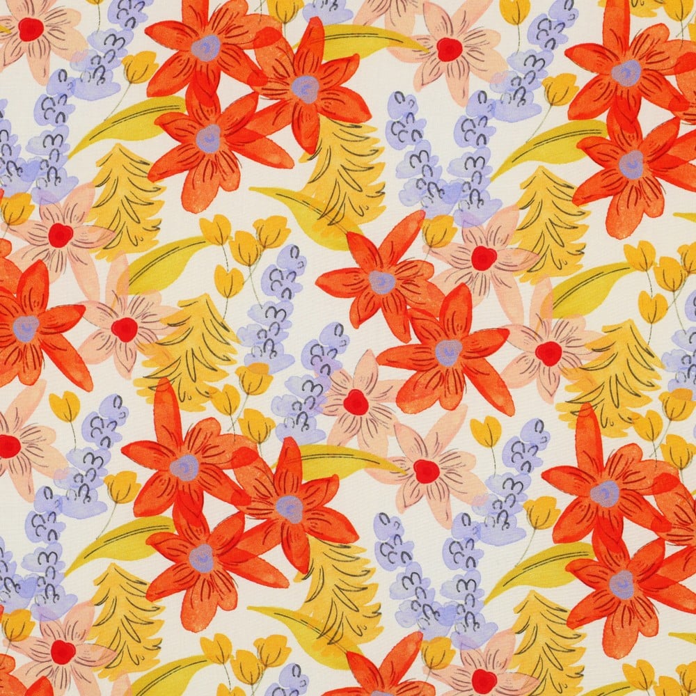Coupon 60cm Viscose radiance digitaal bloemen multicolor
