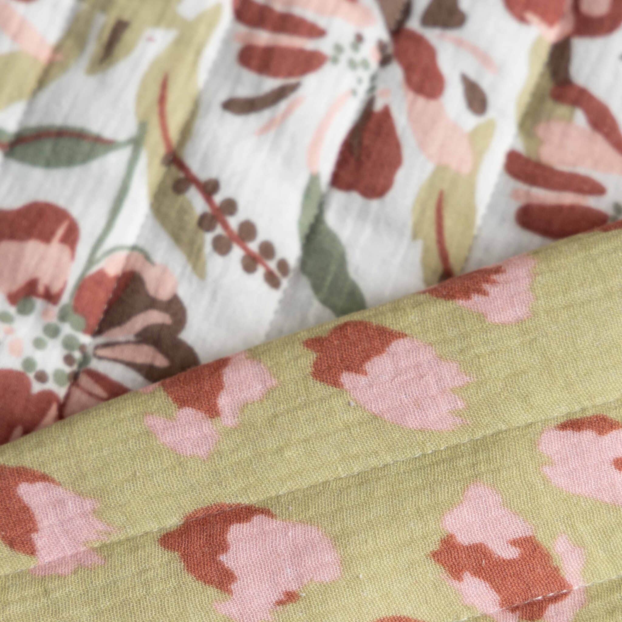 Coupon 80cm stepped double gauze bloemen/luipaardprint