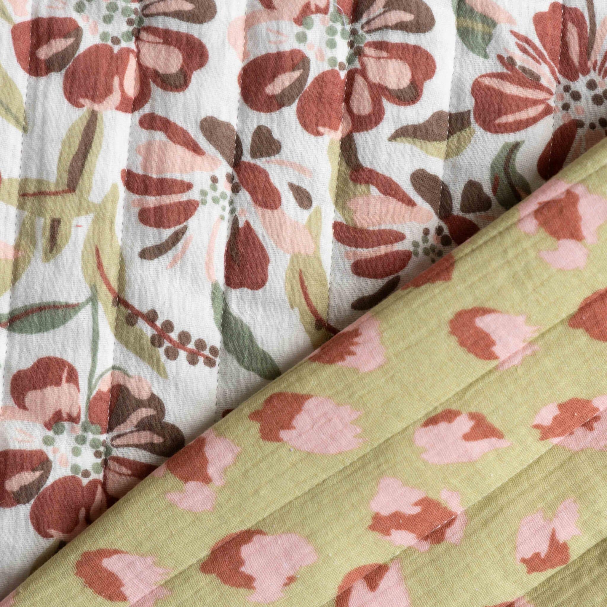 Coupon 80cm stepped double gauze bloemen/luipaardprint