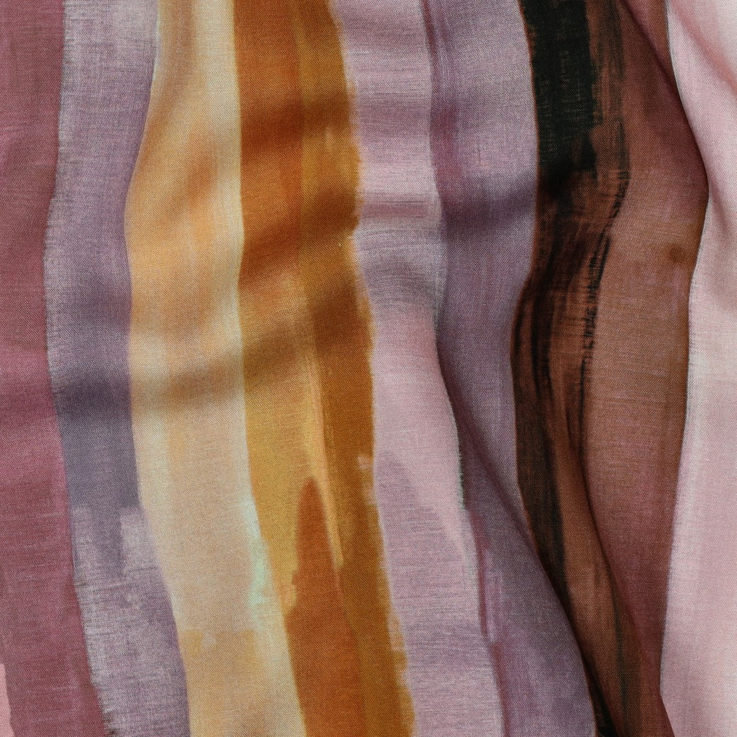 Coupon 80cm viscose radiance digitaal strepen lavendel