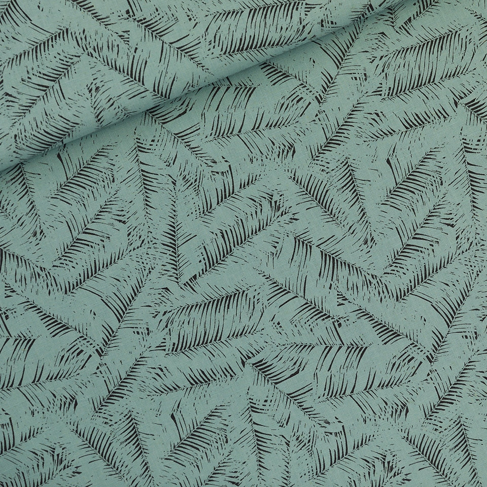 Coupon 85cm SYAS Linnen viscose blend leaf shelter groene branding