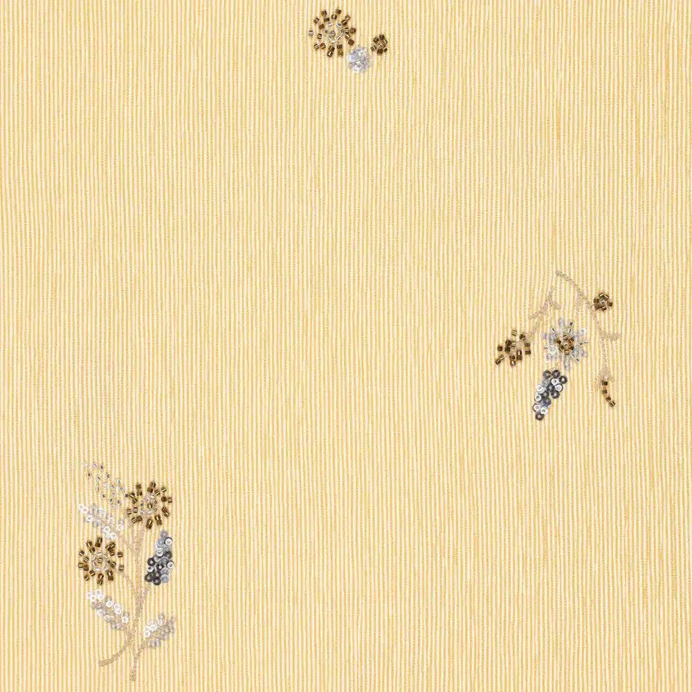 Crinkle strepen geborduurde bloemen/pailetten geel