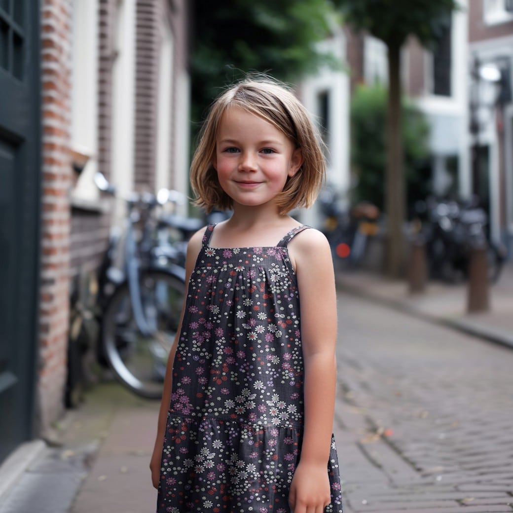Denim bloemen jeansblauw