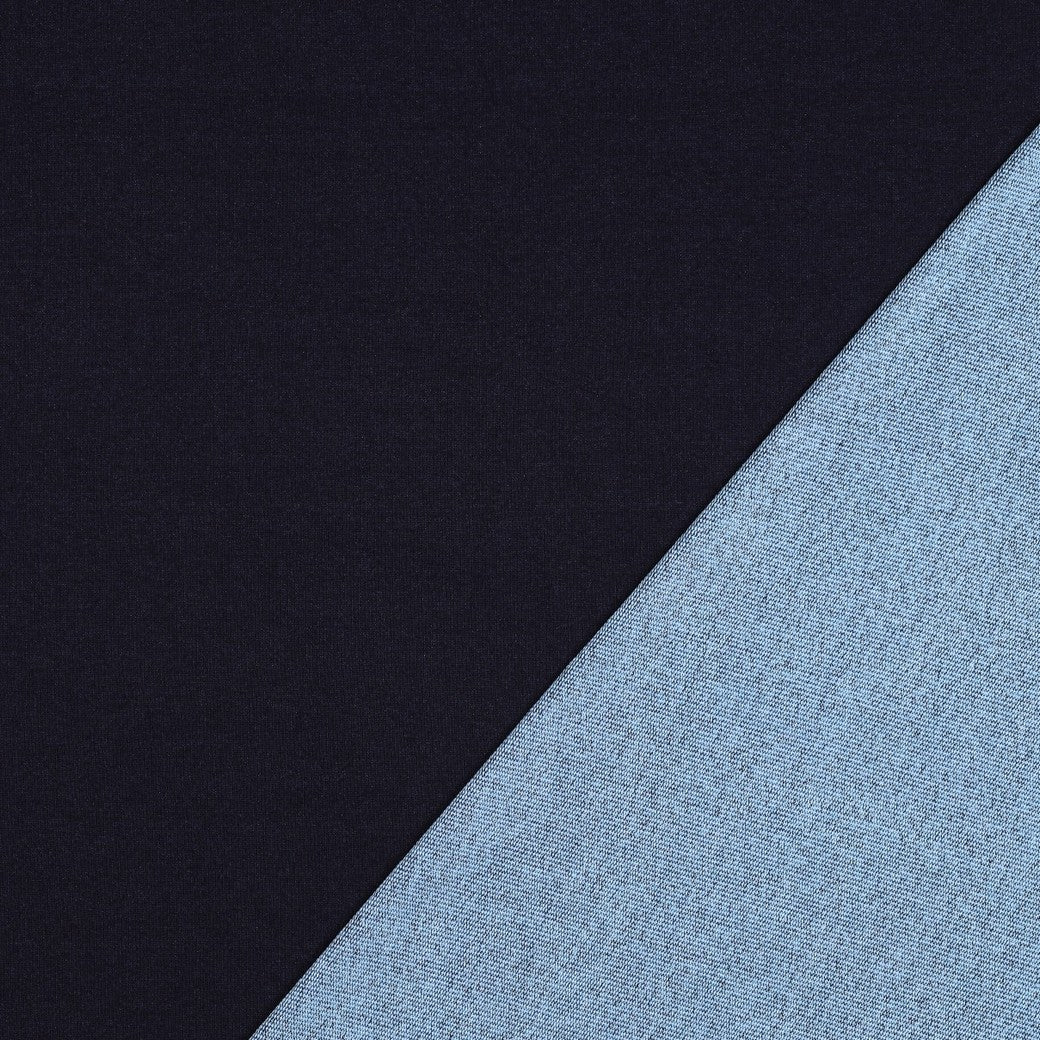 Denim french terry indigo blauw