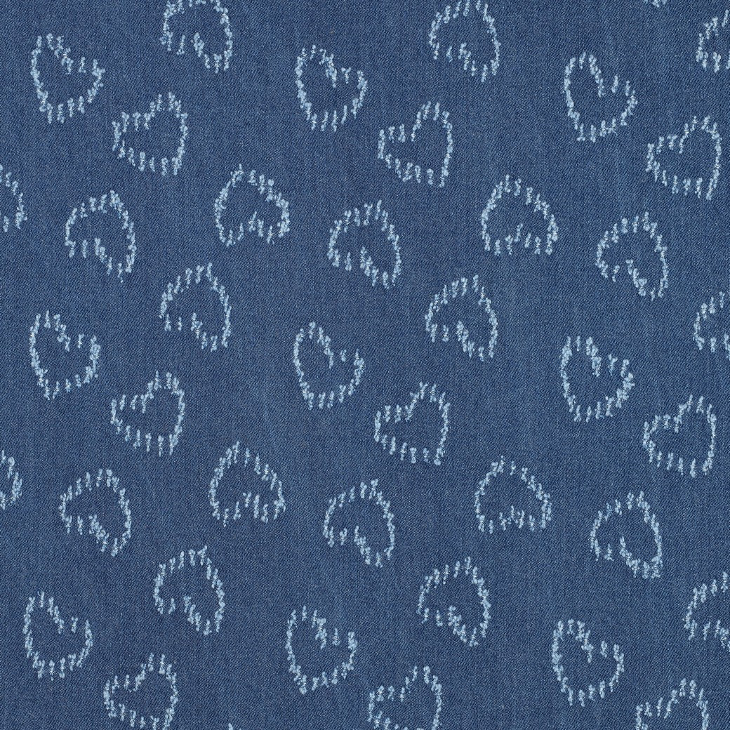 Denim jacquard harten jeansblauw