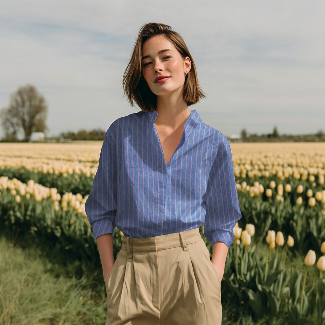 Denim rode strepen indigo