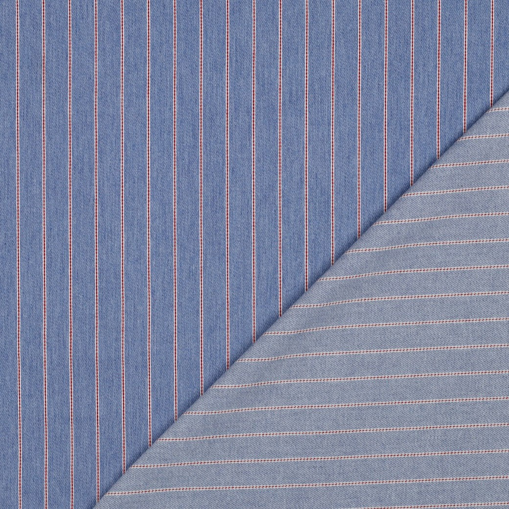 Denim rode strepen lichtblauw