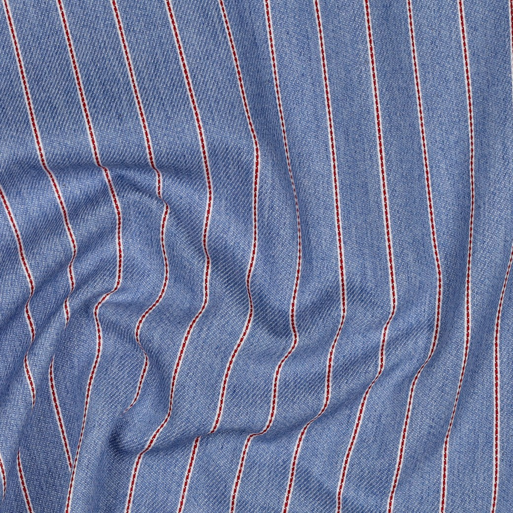 Denim rode strepen lichtblauw