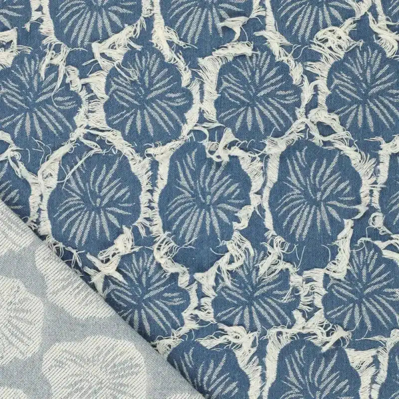 Denim ruffle bloemen jeansblauw