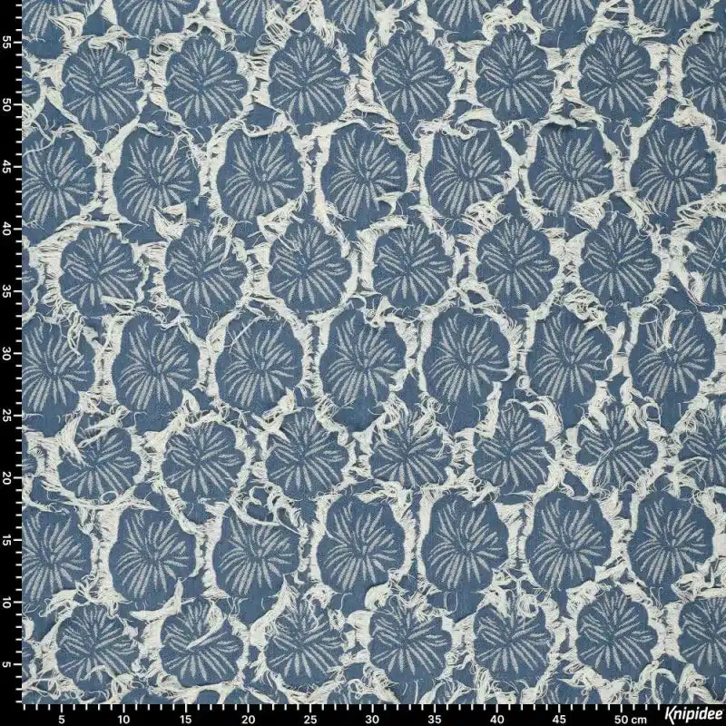 Denim ruffle bloemen jeansblauw