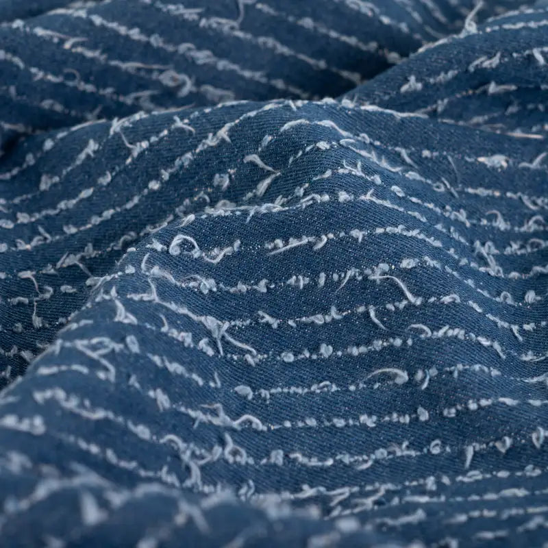 Denim ruffle strepen jeansblauw