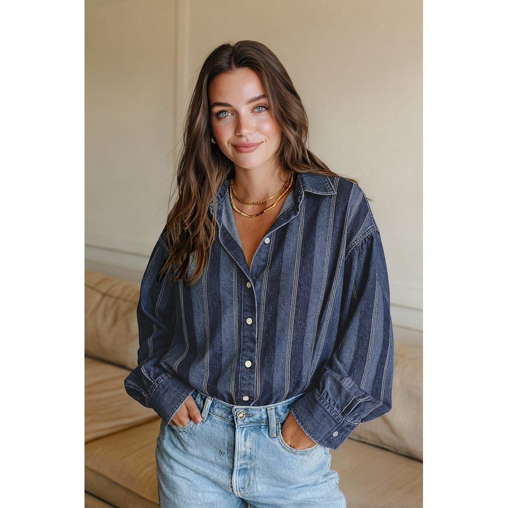 Denim strepen donker jeansblauw
