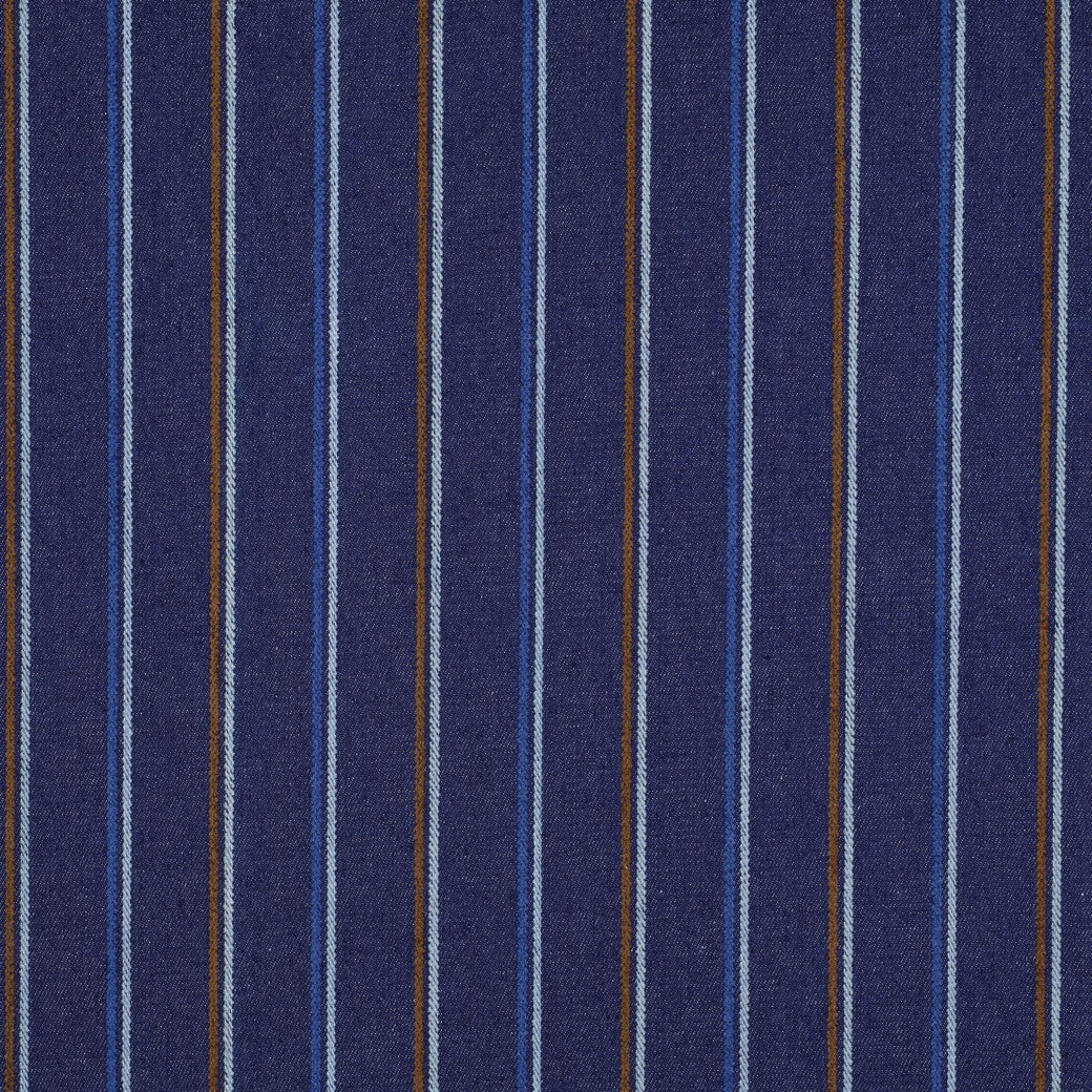Denim strepen indigo/bruin